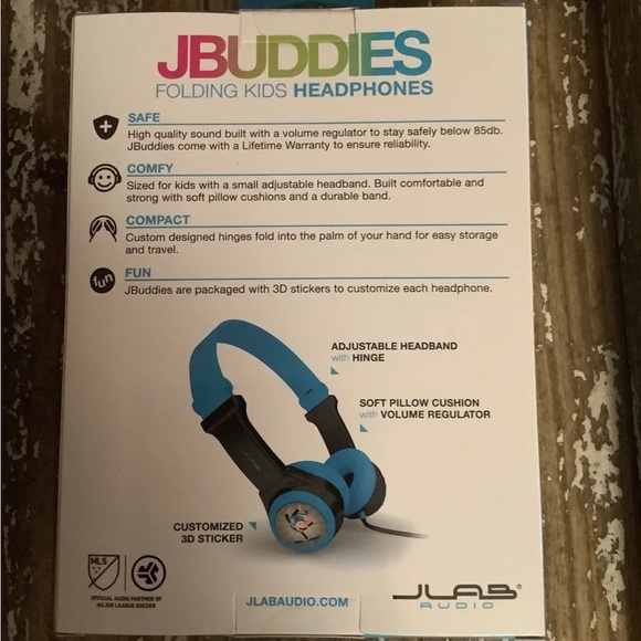 JLAB JBuddies Folding Kids Wired Toddler Headphones Blue Ages 2-8 - Picture 2 of 2